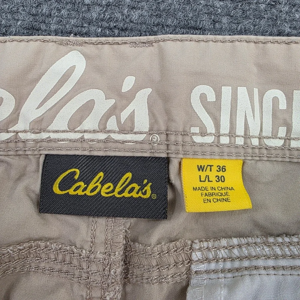 Cabelas Mens Khaki Cargo Pants Relaxed Fit Utility Outdoor‎ Size 36x30